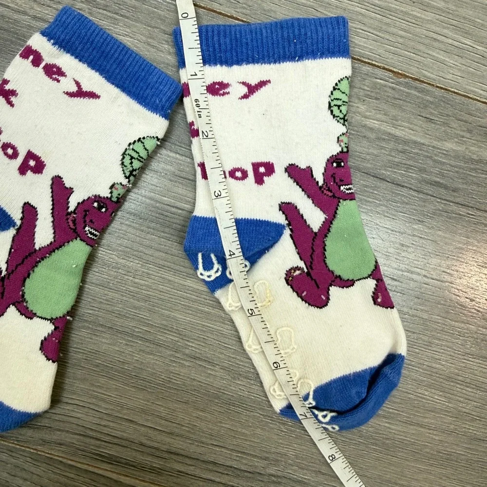 Vintage 1990s Barney & Friends Baby‎ Bop Blue White Gripper Socks • Kids